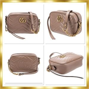 Gucci Leather Marmont Mini Neutral Gold Hardware $2,200